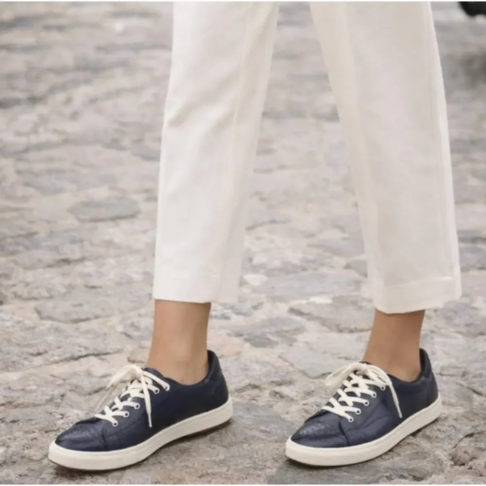 Lauren Ralph Lauren Navy Leather Snake Toe Sneakers Womens 6